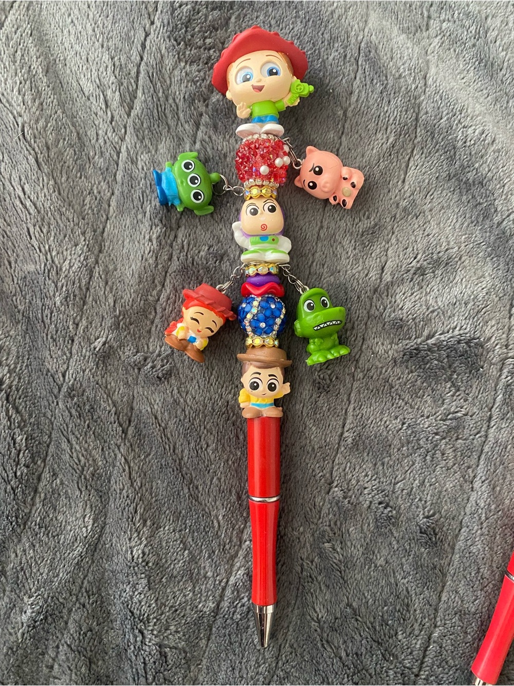 Kids Red Charm Pen with Colorful Cartoon Beads